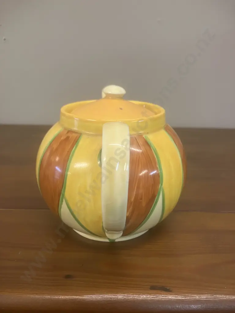 A Clarice Cliff 'Original Bizarre' Globe Shape Teapot c1929 - Newport Pottery England. H11cm Image 1++