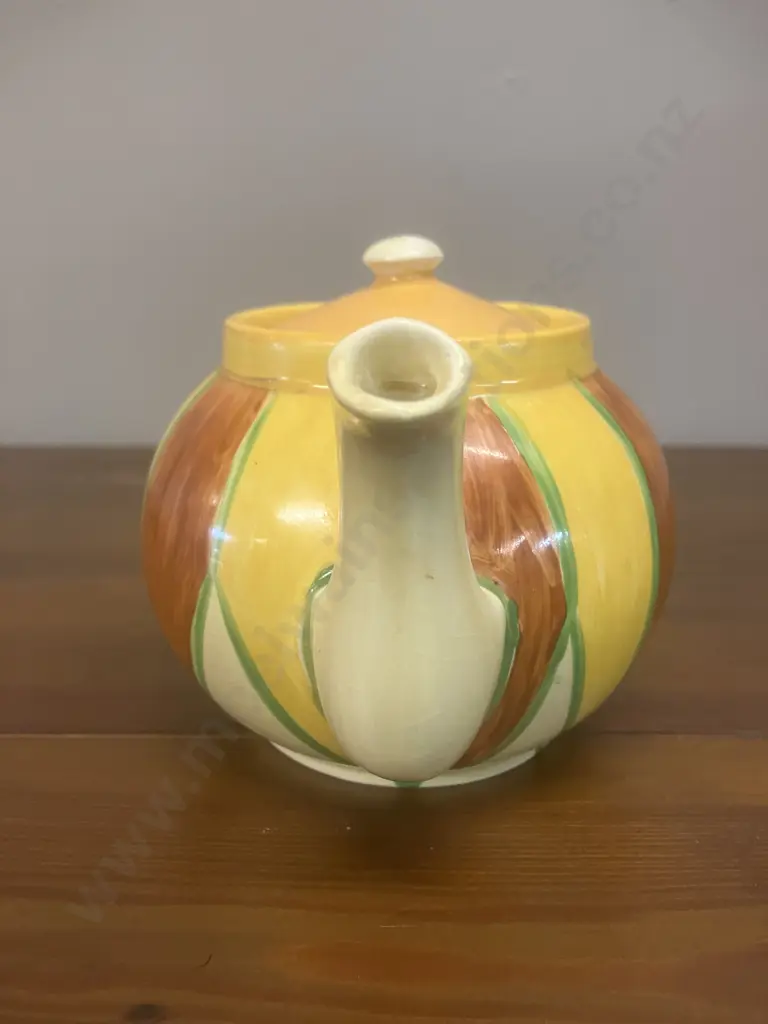 A Clarice Cliff 'Original Bizarre' Globe Shape Teapot c1929 - Newport Pottery England. H11cm Image 1++