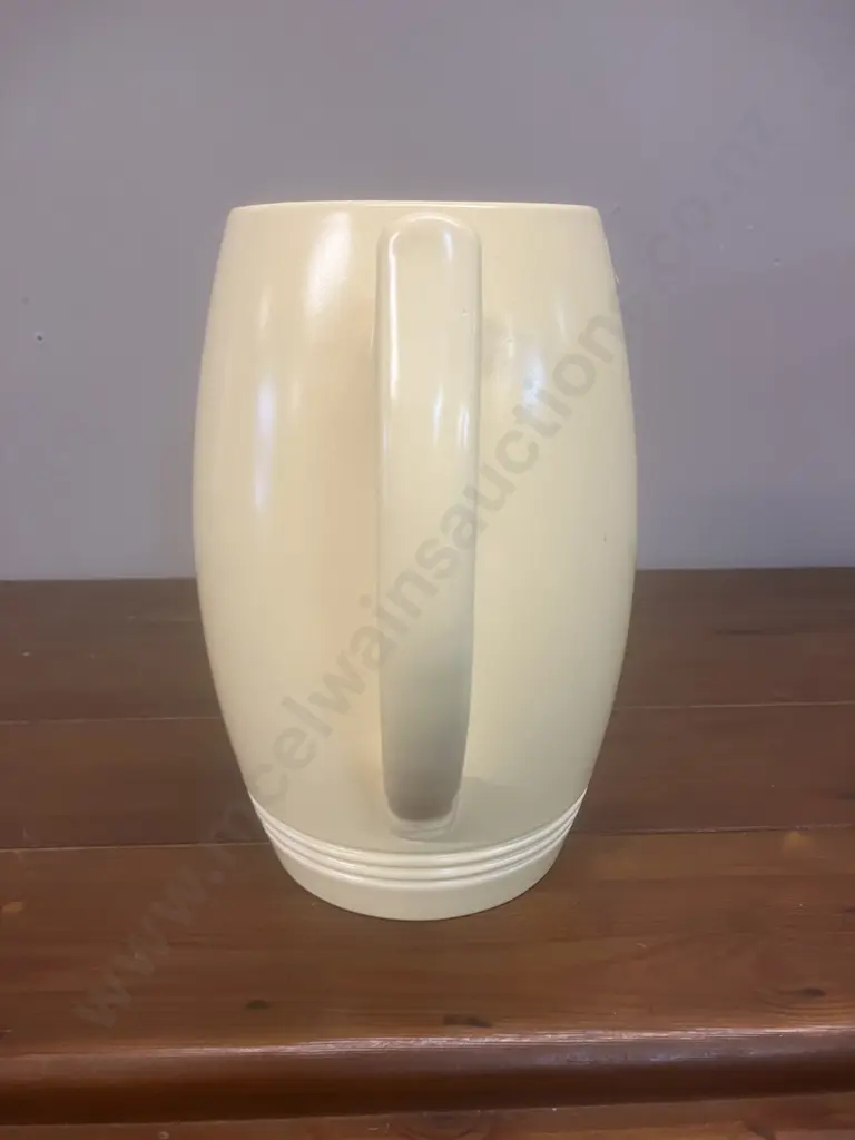 A Wedgwood Straw Yellow Large Jug Designed by Keith Murray, c1930's. H21cm Image 1++
