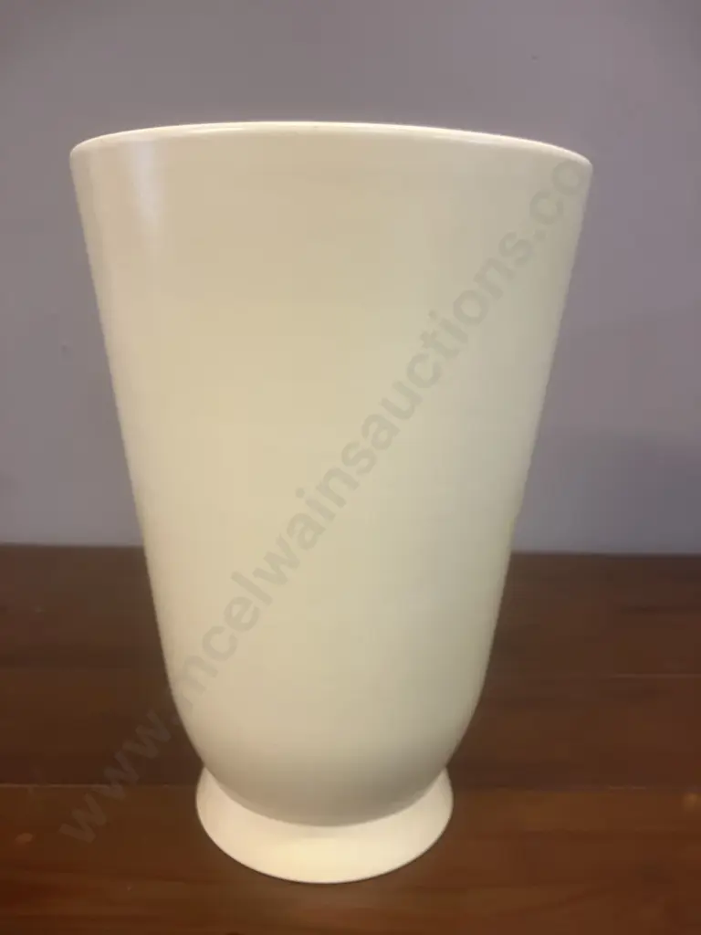 A Wedgwood Tall Tapering Conical Vase Designed by Keith Murray, Yellow Colour Glaze, c1930's. H24cm Image 1++