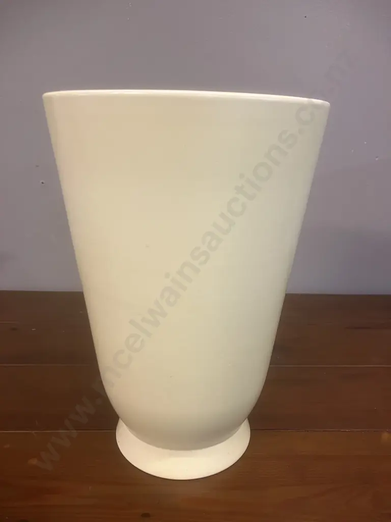 A Wedgwood Tall Tapering Conical Vase Designed by Keith Murray, Yellow Colour Glaze, c1930's. H24cm Image 1++