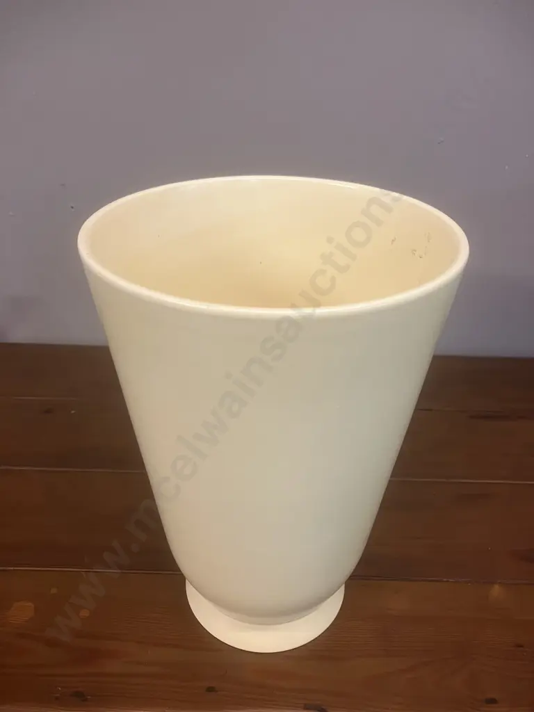 A Wedgwood Tall Tapering Conical Vase Designed by Keith Murray, Yellow Colour Glaze, c1930's. H24cm Image 1++