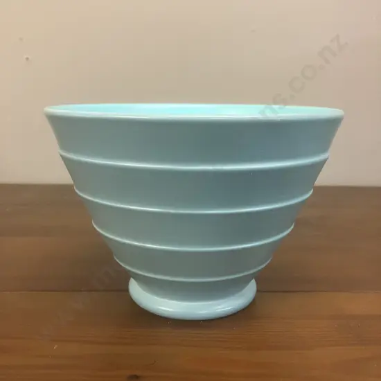 A Wedgwood Duck-Egg Blue Flared Bowl Designed by Keith Murray, Step-Cut Sides c1930's
