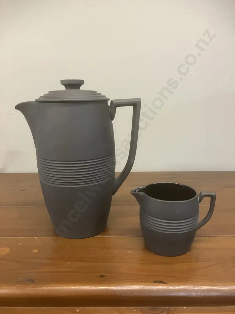 A Wedgwood Black Basalt Coffee Set Designed by Keith Murray 1934 Image 1++