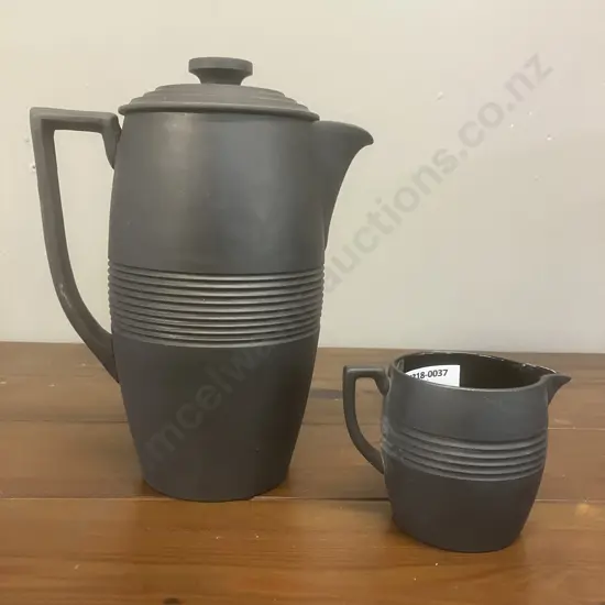 A Wedgwood Black Basalt Coffee Set Designed by Keith Murray 1934