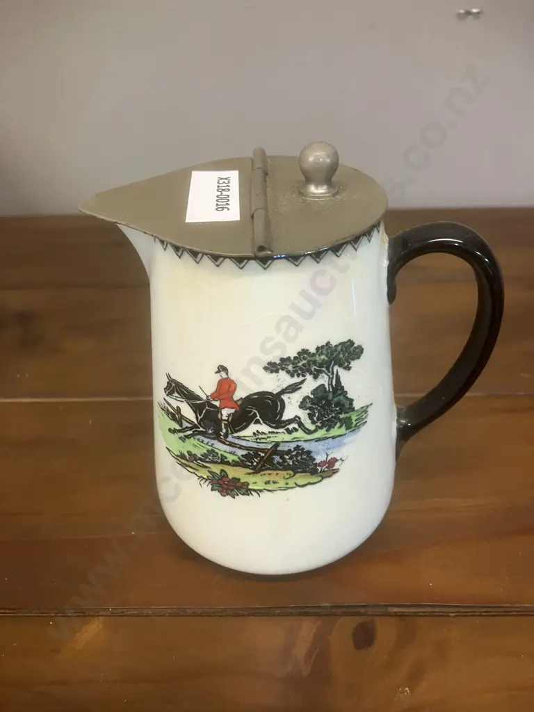 A Rare 1920's MALING Hunting Scenes Tea Set Including Teapot & Water Jug - 9 Piece Set Image 1++