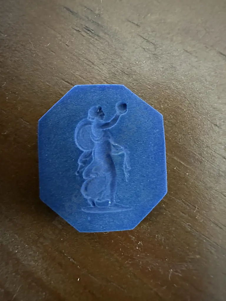 Rare Wedgwood Octagonal Plaque in Blue Jasper Dip In Low White Relief - Late 18th. Century. 2.5 x 2cm Image 1++
