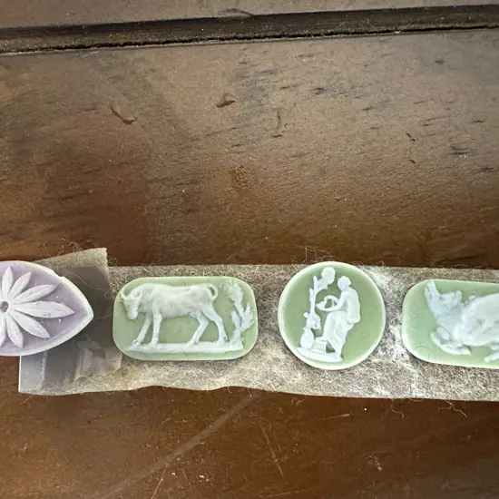 Wedgwood Panels x 4 - Lilac & White Oval Patera, Green & White Panels - Late 18th. Century.