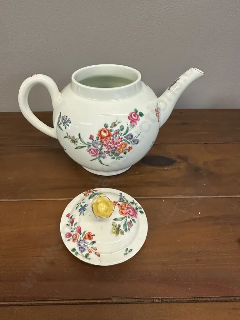 Antique Worcester Porcelain Tea Pot Sprays Of Flowers Pattern Image 1++