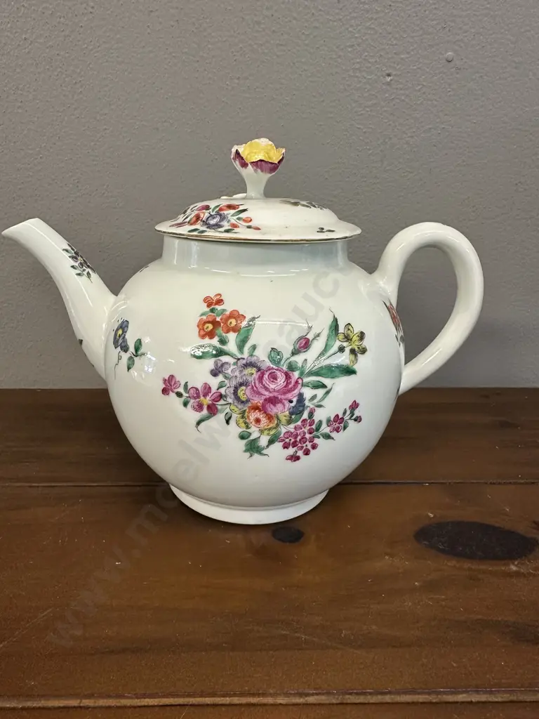 Antique Worcester Porcelain Tea Pot Sprays Of Flowers Pattern Image 1++