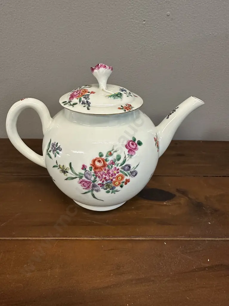 Antique Worcester Porcelain Tea Pot Sprays Of Flowers Pattern Image 1++