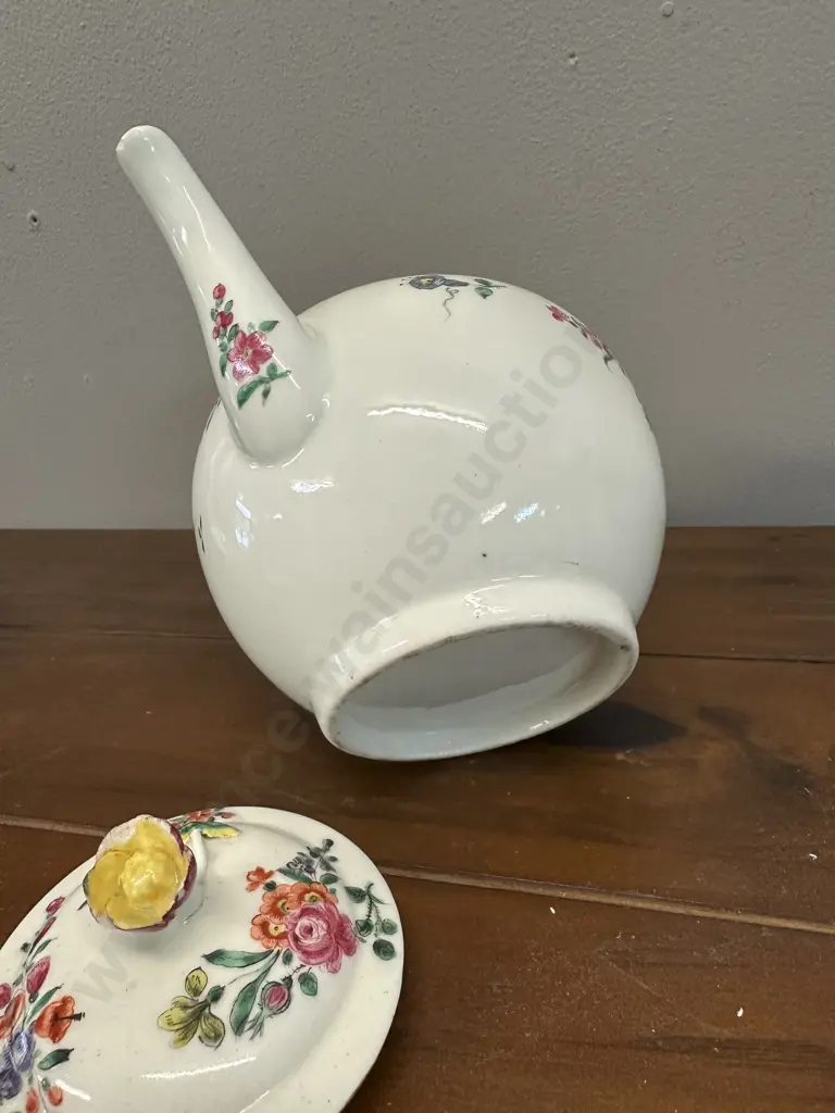 Antique Worcester Porcelain Tea Pot Sprays Of Flowers Pattern Image 1++