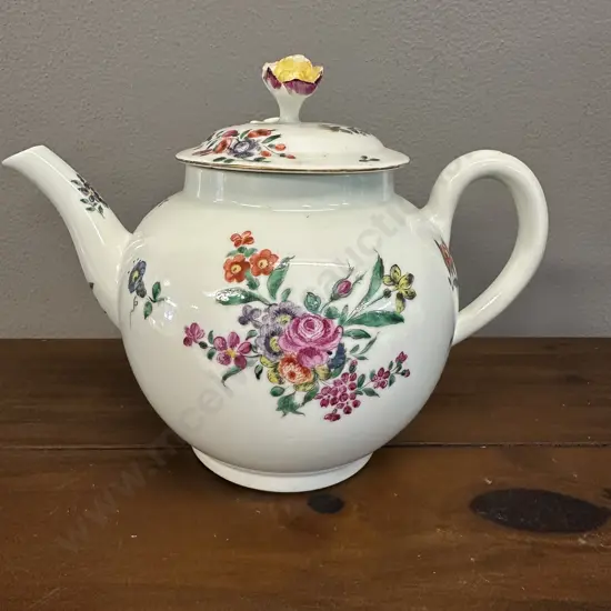 Antique Worcester Porcelain Tea Pot Sprays Of Flowers Pattern