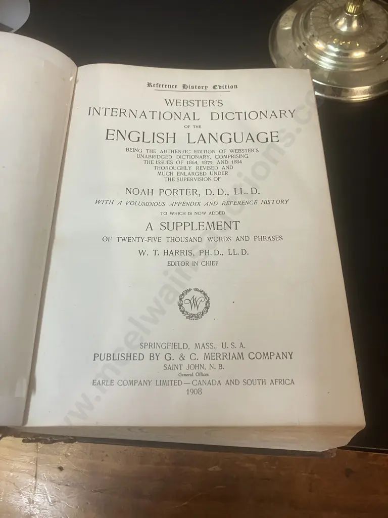 1908 Webster's International Dictionary Reference History Edition -  Large Book, Leather Bound. H13 W24 L31cm Image 1++