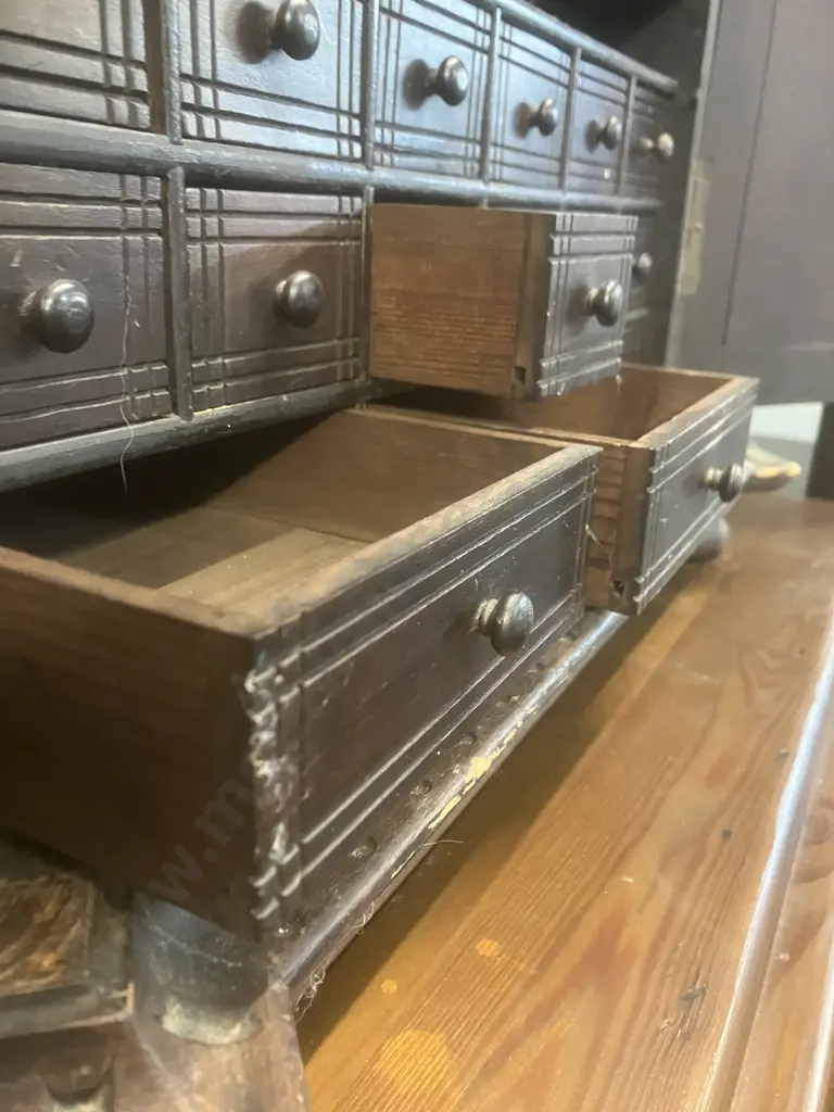 Antique Miniature 15 Drawer Cabinet With Doors & Fitted Interior. H74 W55 D26.5cm Image 1++