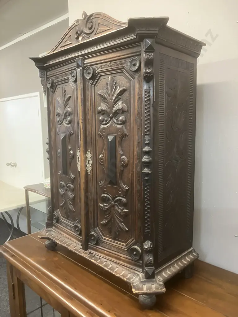 Antique Miniature 15 Drawer Cabinet With Doors & Fitted Interior. H74 W55 D26.5cm Image 1++