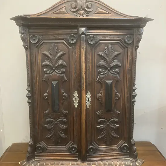 Antique Miniature 15 Drawer Cabinet With Doors & Fitted Interior. H74 W55 D26.5cm
