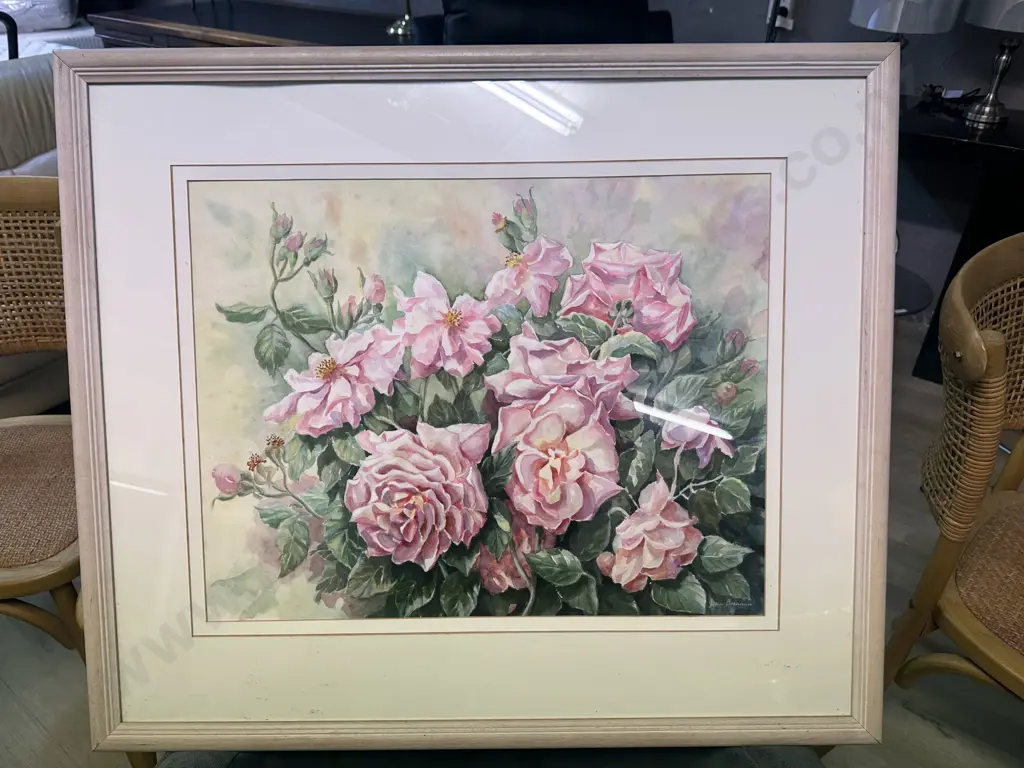 Framed Artwork 'Barbara & Alistairs Roses' Signed By Jean Brennan 69x80cm. Image 1++