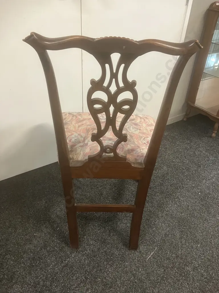 Antique Chippendale Style Dining / Side Chair, Upholstered Image 1++