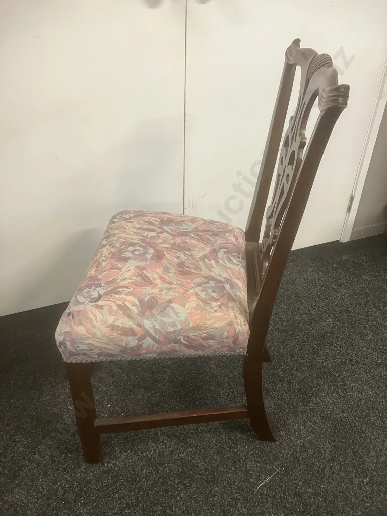 Antique Chippendale Style Dining / Side Chair, Upholstered Image 1++
