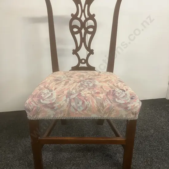 Antique Chippendale Style Dining / Side Chair, Upholstered