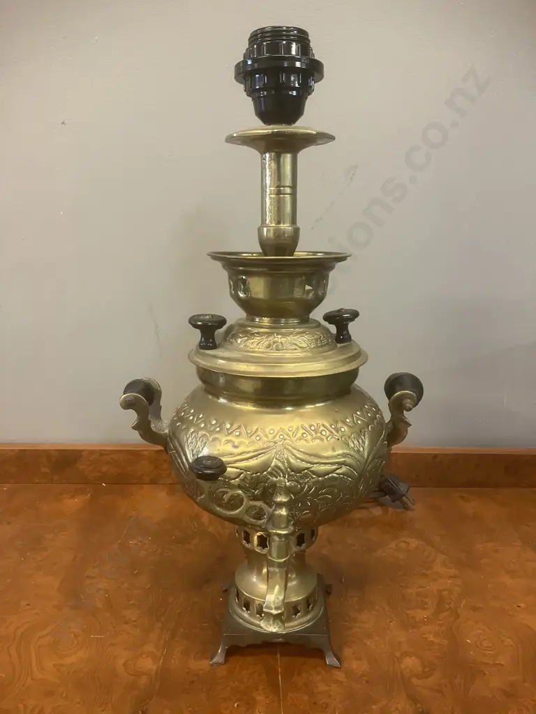 Antique Brass Samovar Table Lamp. H45cm Image 1++