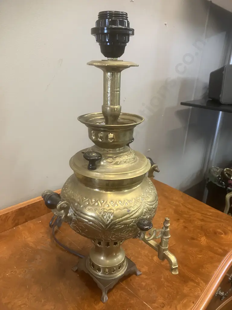 Antique Brass Samovar Table Lamp. H45cm Image 1++