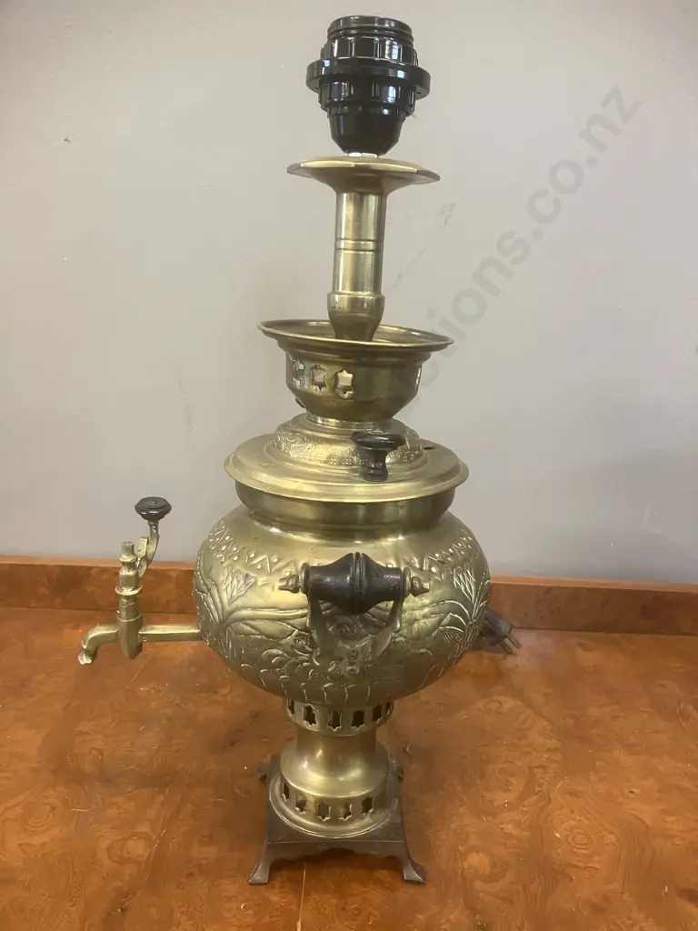 Antique Brass Samovar Table Lamp. H45cm Image 1++