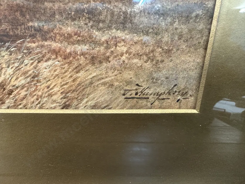 Original Watercolour Signed Charles F Humphrey Titled 'An Autumn Evening' Gilt Frame 40x55cm. Image 1++