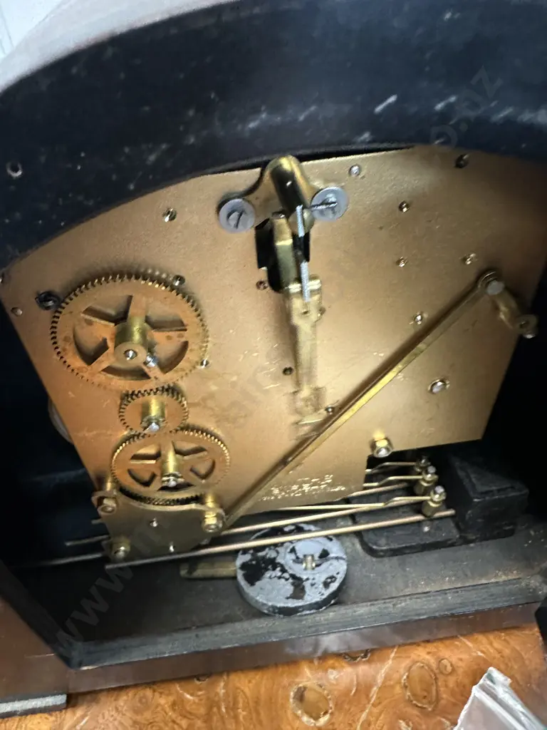 Smiths Enfield Antique Oak Cased Mantle Clock With Key Made In England Image 1++