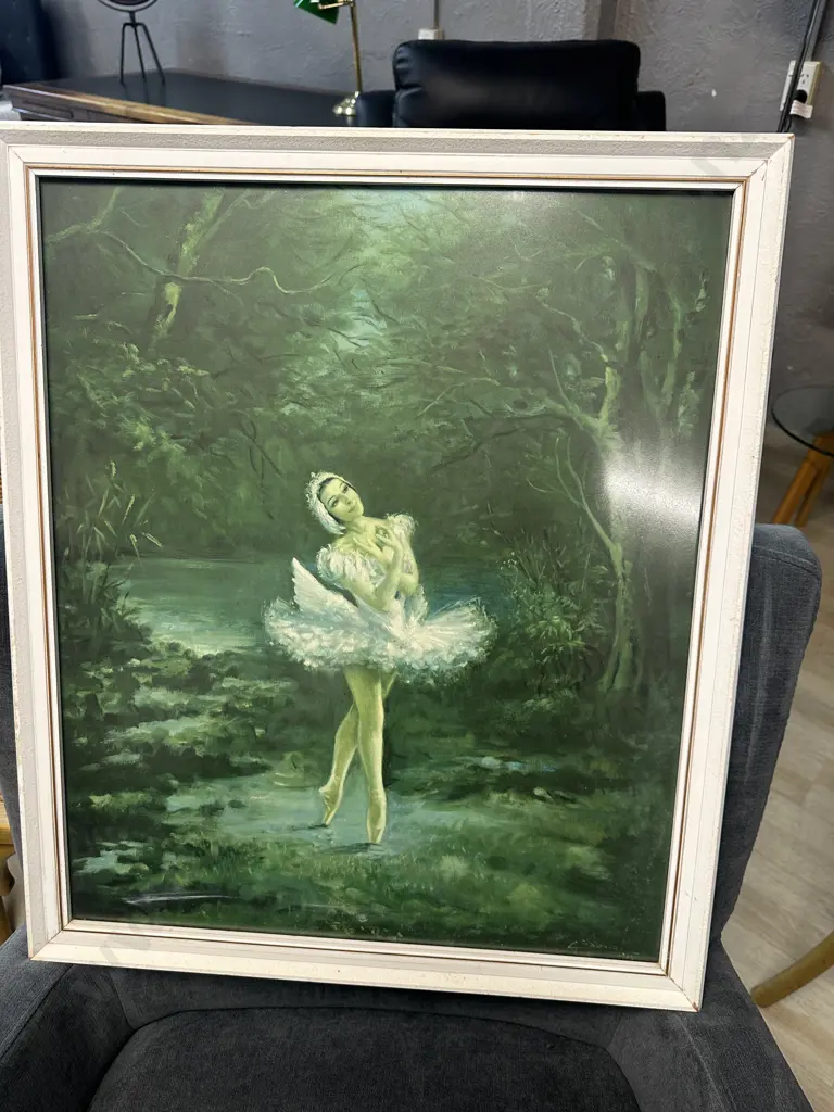 Vintage Print 'Le Cygne' Markova In Opening Movement By Carlotta Edwards H67x57cm. Image 1++