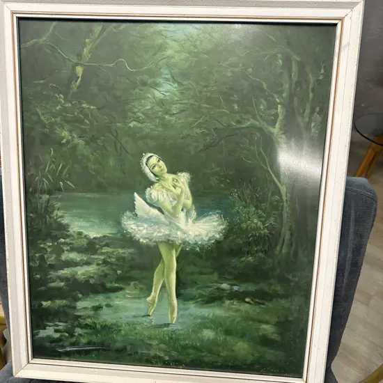 Vintage Print 'Le Cygne' Markova In Opening Movement By Carlotta Edwards H67x57cm.