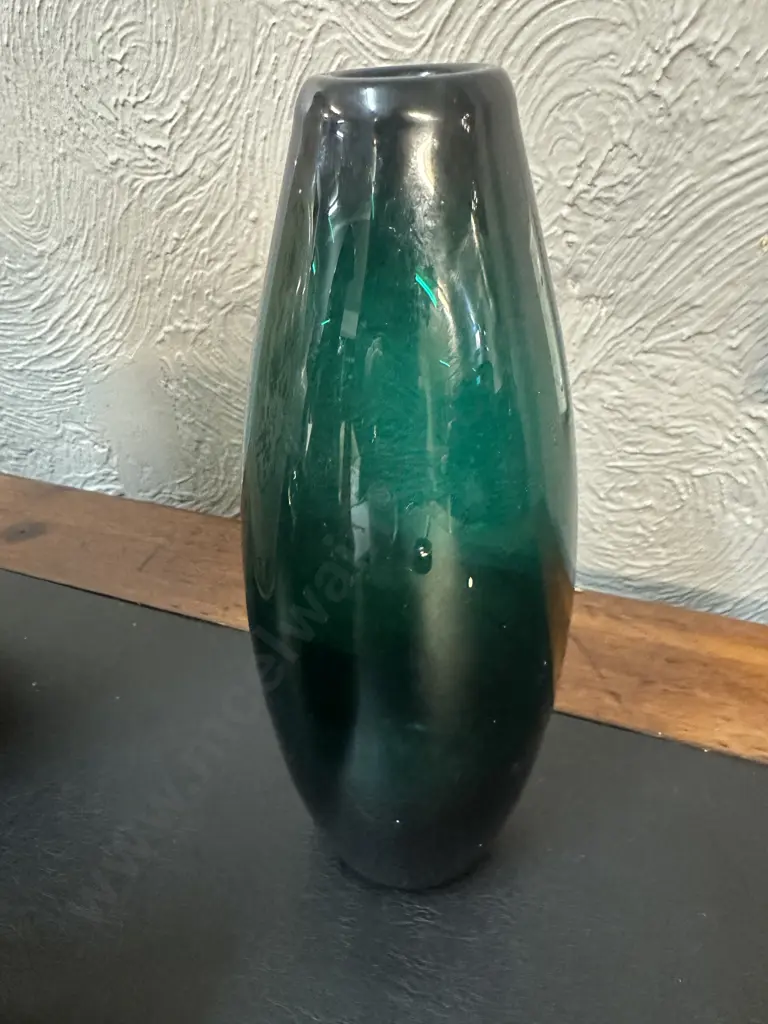 Vintage Mid Century Green Holmegaard Torpedo Glass Vase Image 1++