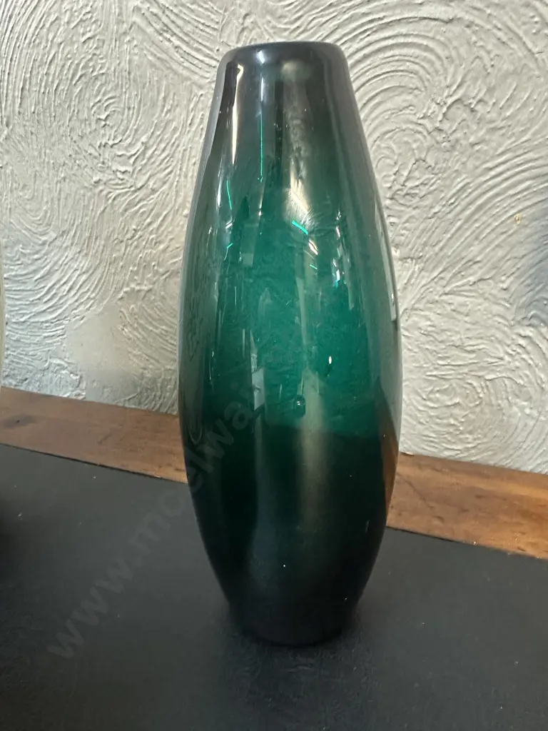 Vintage Mid Century Green Holmegaard Torpedo Glass Vase Image 1++