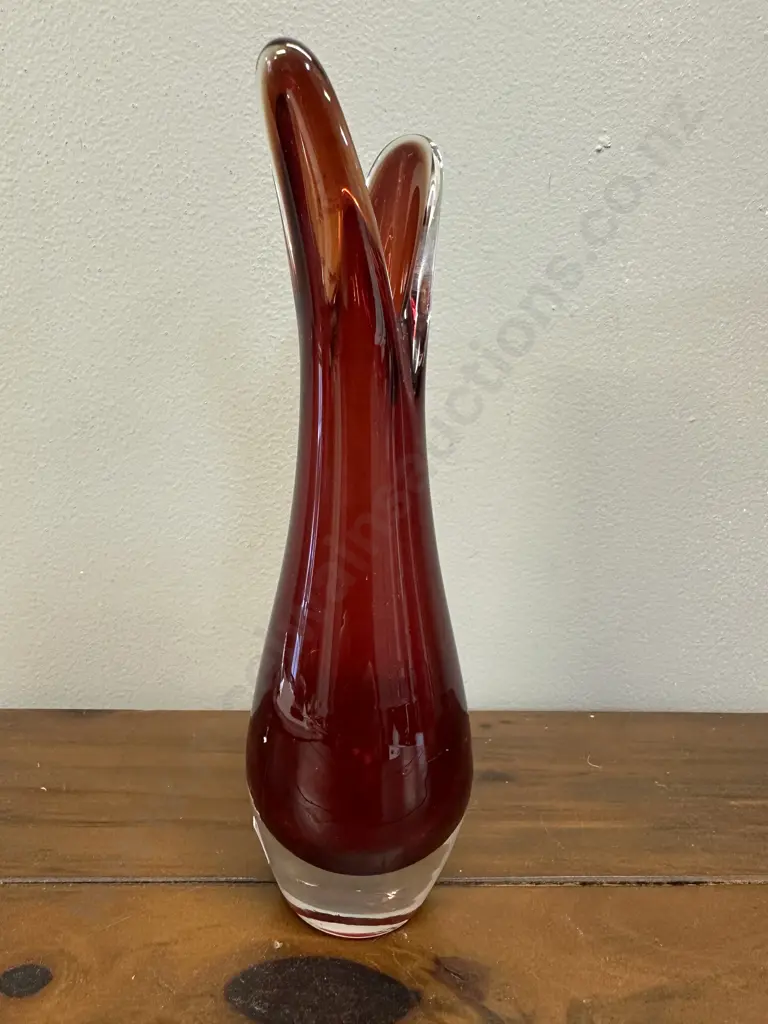 Ruby Red Art Glass Bud Vase H20cm. Image 1++