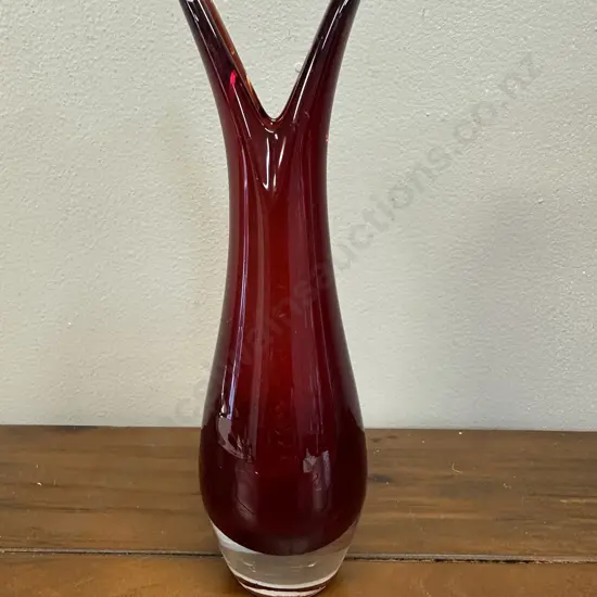 Ruby Red Art Glass Bud Vase H20cm.