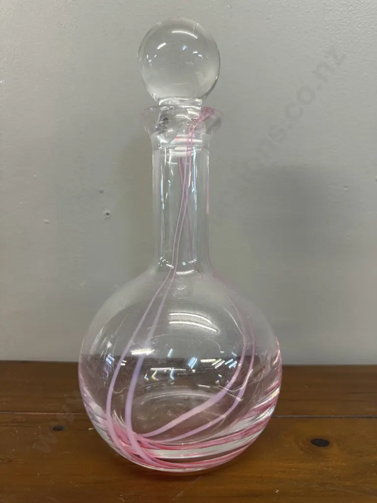 Vintage Caitness  Pink Swirl Glass Decanter & Stopper Image 1++