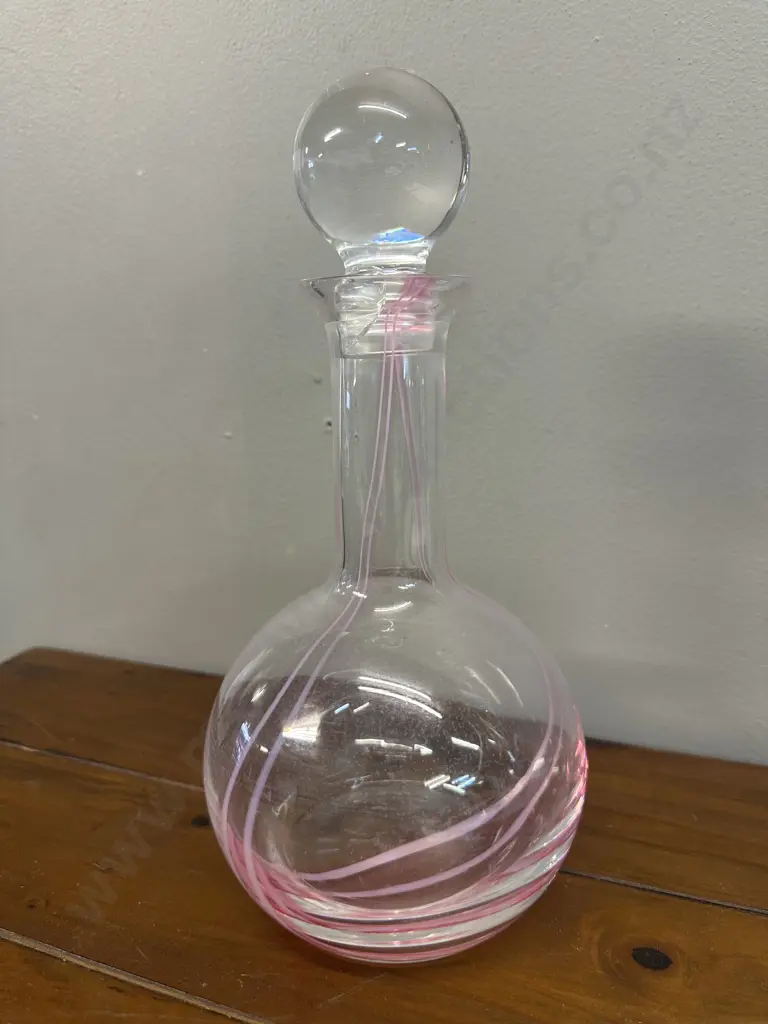 Vintage Caitness  Pink Swirl Glass Decanter & Stopper Image 1++