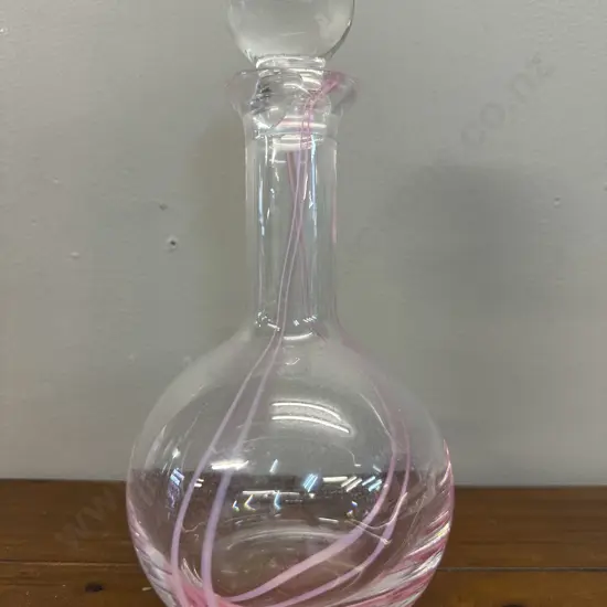 Vintage Caitness  Pink Swirl Glass Decanter & Stopper