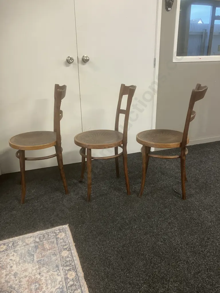 Antique Bentwood Chairs by Jacob & Josef Kohn Vienna, Stamped Base and/or Original Paper Label, Set of 3. 1890-1910 Image 1++