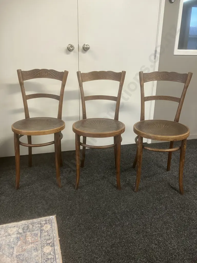 Antique Bentwood Chairs by Jacob & Josef Kohn Vienna, Stamped Base and/or Original Paper Label, Set of 3. 1890-1910 Image 1++