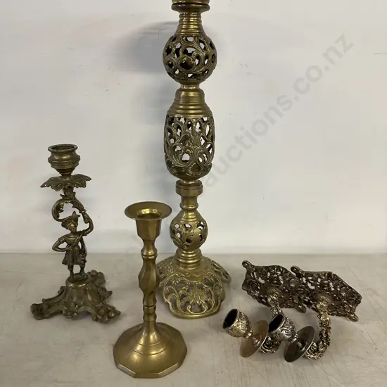 Assorted Brass Ware Candle Holders