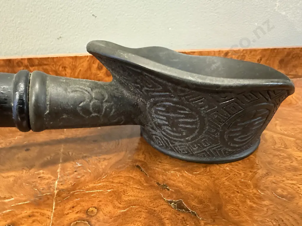 Bronze Pan With Wide Mouth & Wooden Handle Image 1++
