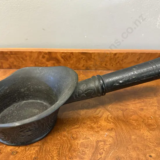 Bronze Pan With Wide Mouth & Wooden Handle