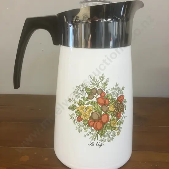 Vintage Corning Ware 10-Cup Le Cafe "Spice of Life" Stove Top Coffee Pot. Model  P-149-8