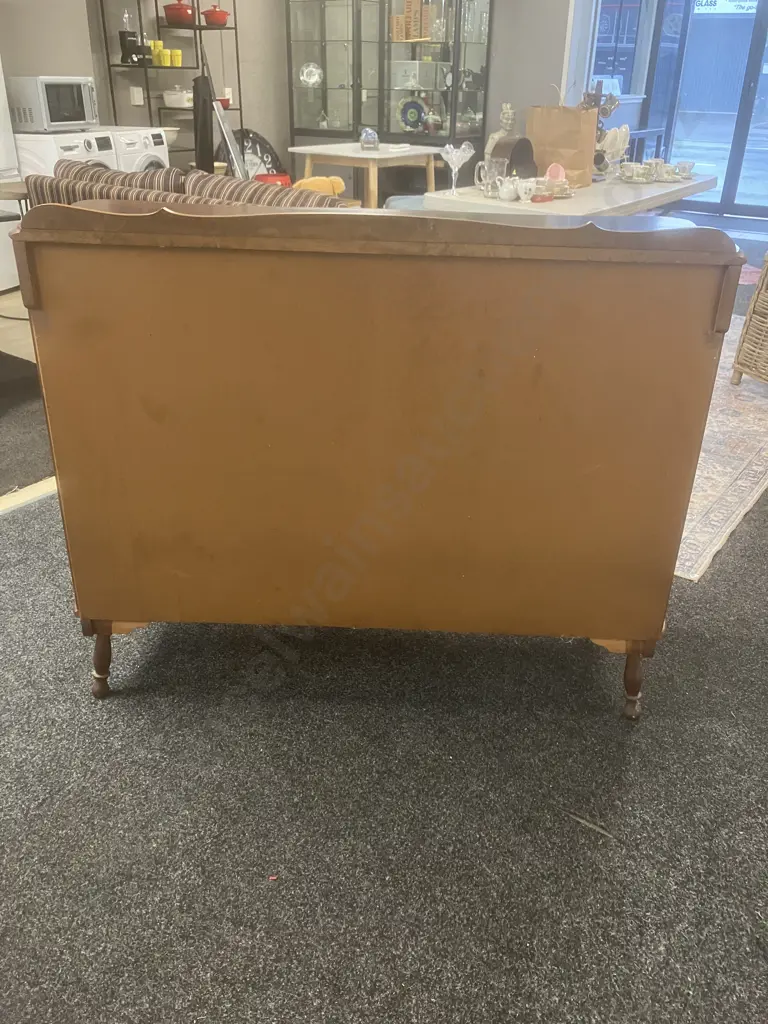 Vintage Mahogany & Glass China Display Cabinet, Mirror Backed, Glass Shelves & Sides, Turned Legs. H98 W121.5 D39cm Image 1++