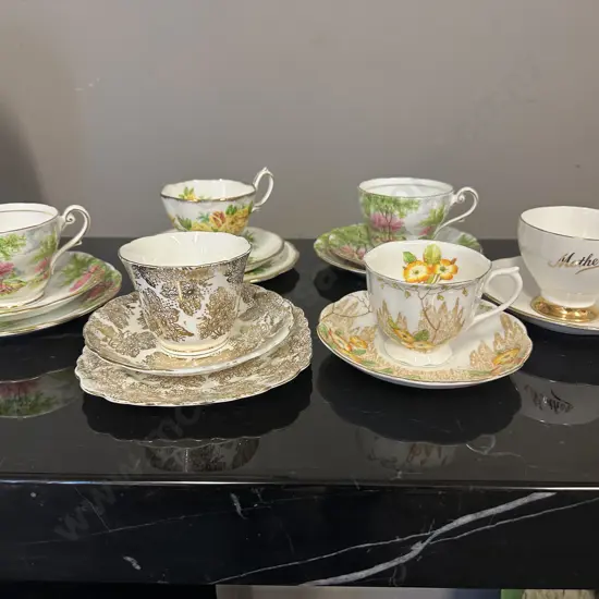 Selection Of Vintage China Trios & Duos Including Royal Albert, Royal Standard Etc