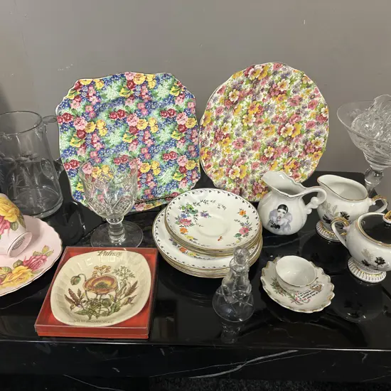 Vintage China & Crystal Items Including Stuart, Royal Winton Etc