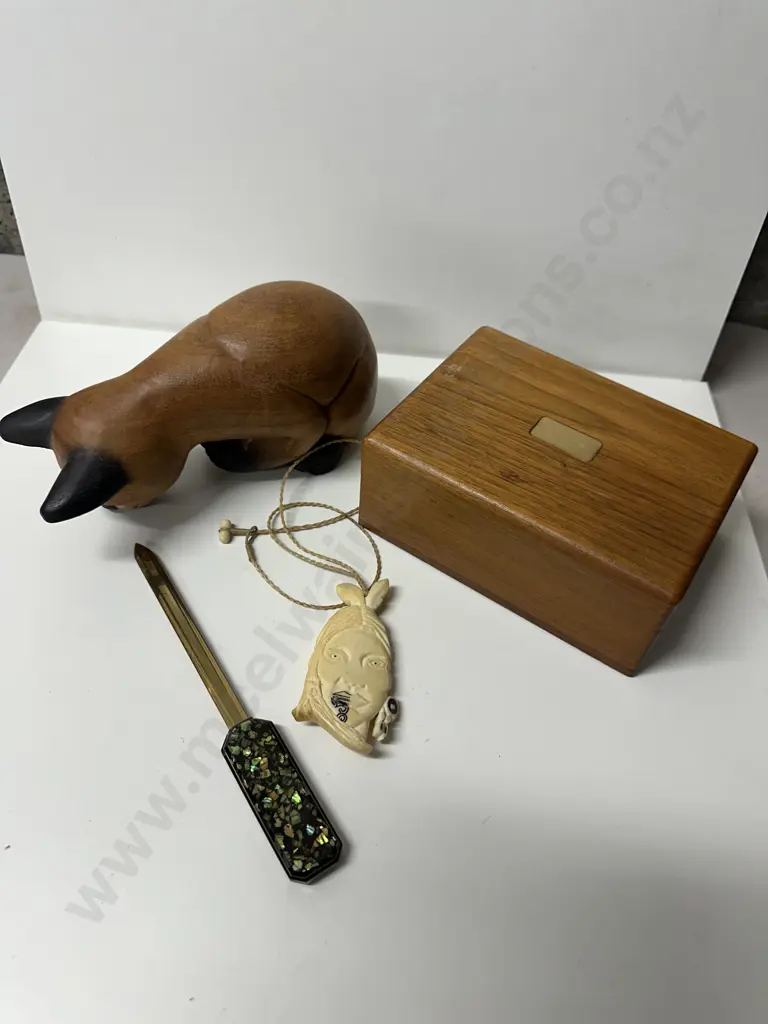 Vintage Items Inc Wooden Sitting Cat, Jewellery Box, Necklace, Letter Opener Image 1++