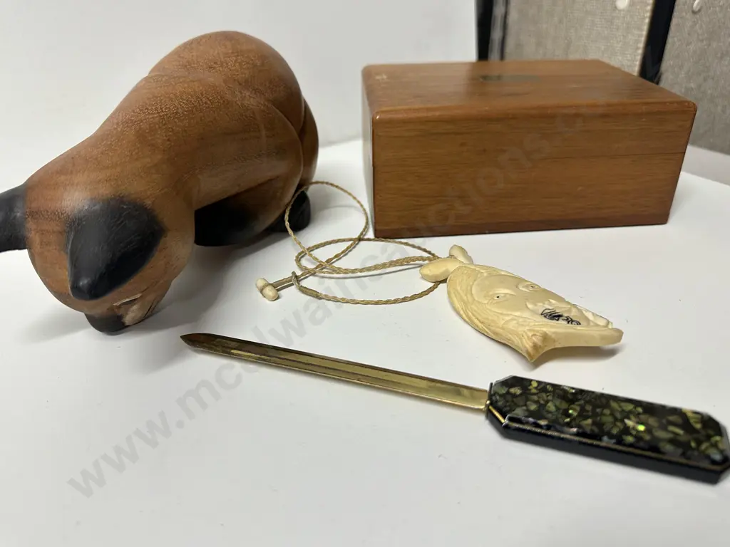 Vintage Items Inc Wooden Sitting Cat, Jewellery Box, Necklace, Letter Opener Image 1++
